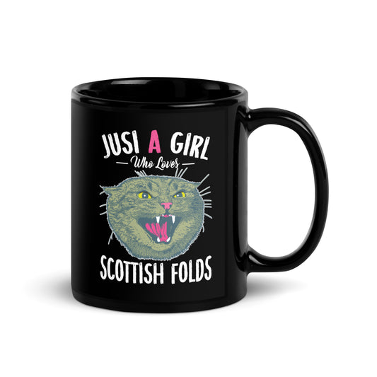 Scottish Fold Cat Black Glossy Mug