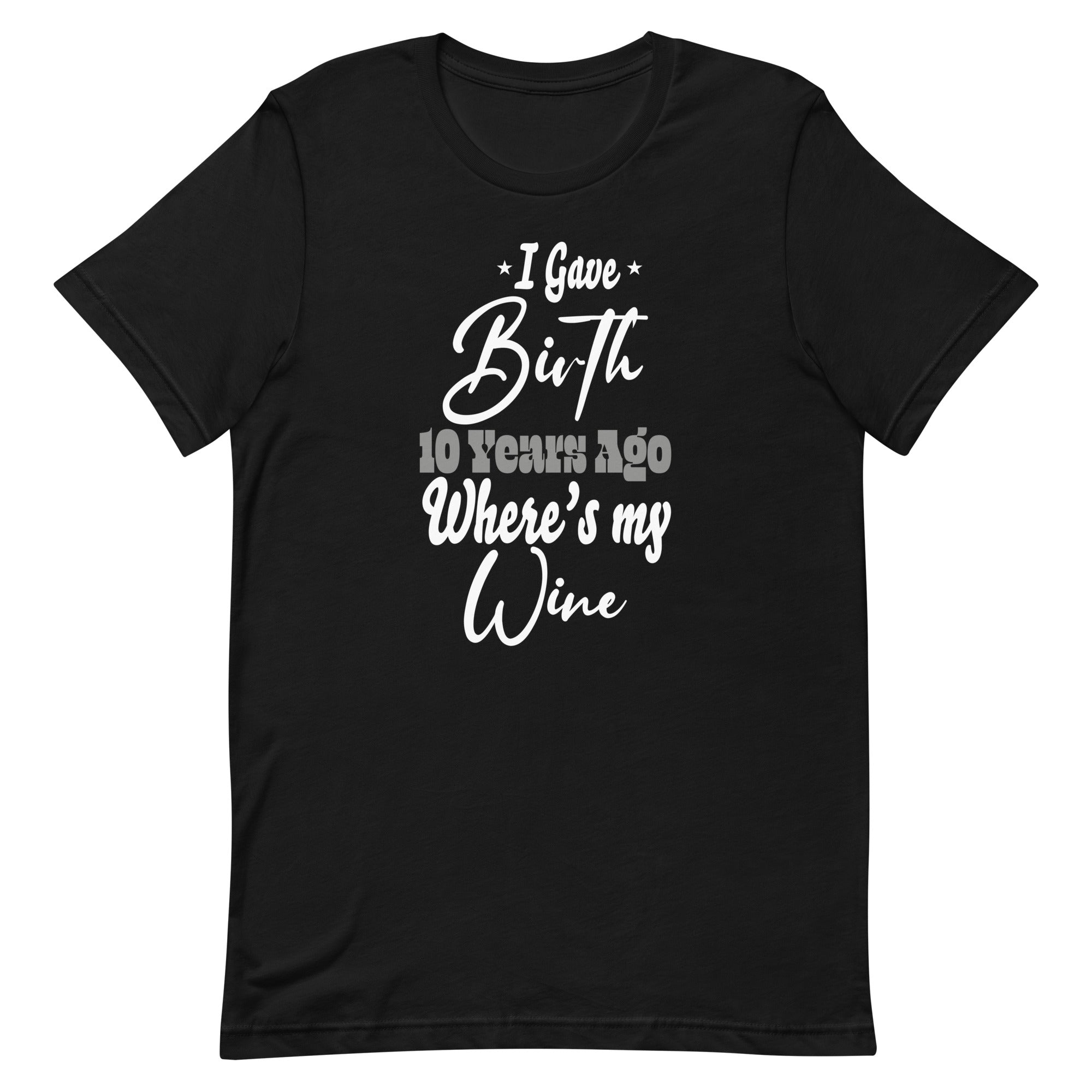 mom-wine-mom-birthday-girl-boy-10th-10-year-old-party-unisex-t-shirt